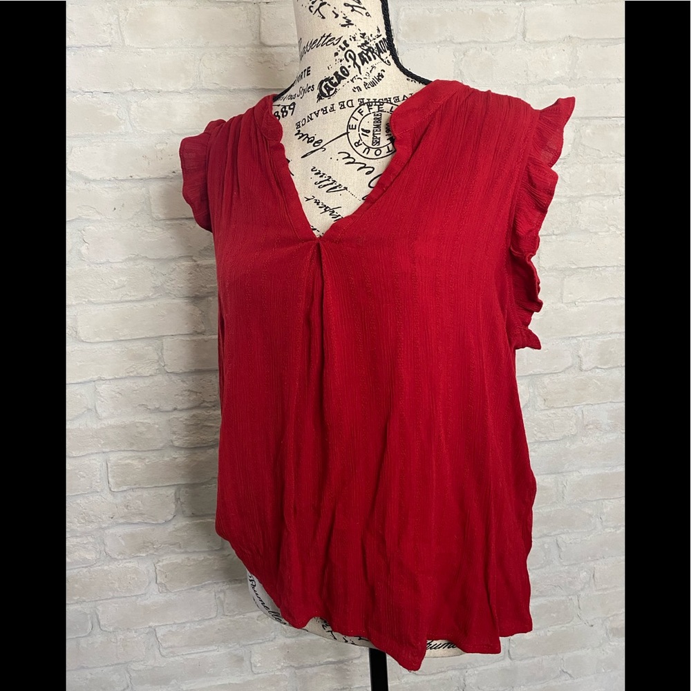 Beautiful Red Universal Thread Ruffled Blouse